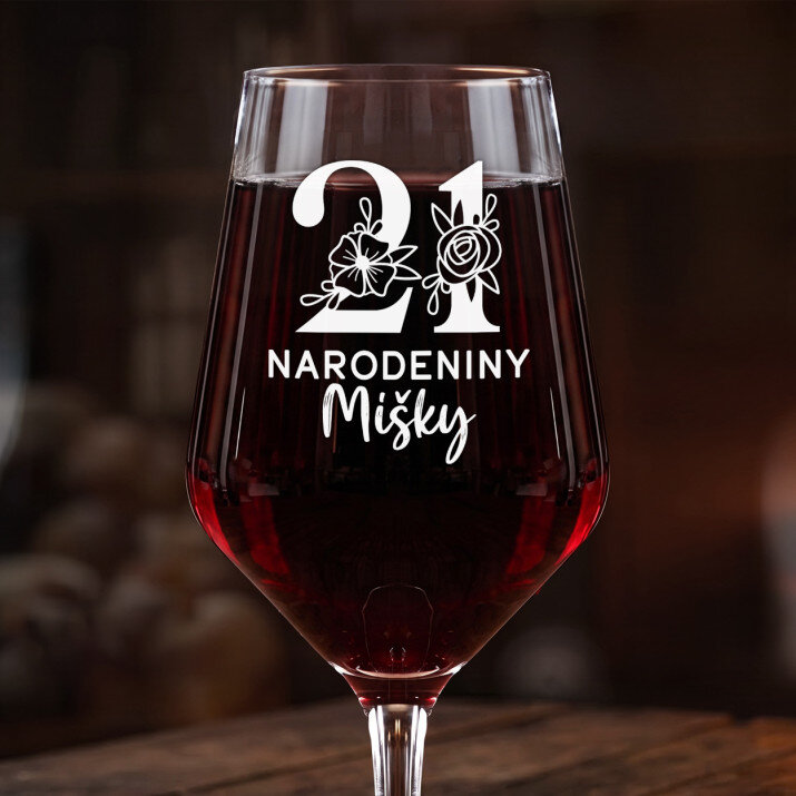 21. narodeniny kvety - Veľký pohár na víno