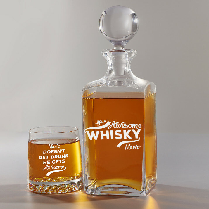 Awesome Whisky - Sada gravírovanej karafy a pohárov na whisky