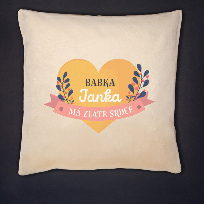 Babka má zlaté srdce - Dekoračný vankúš