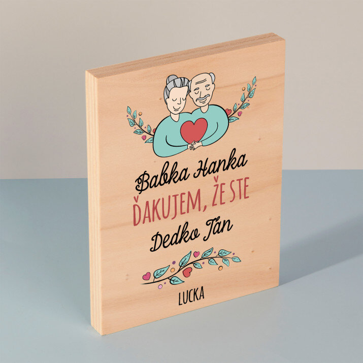 Babka dedko ďakujem - Tlač na drevo
