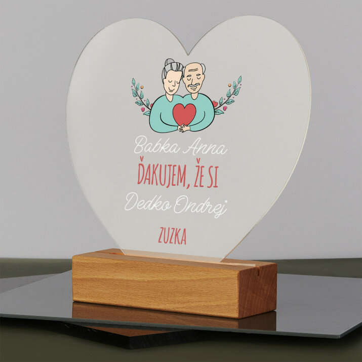 Babka dedko - Tlač na akrylové sklo led Srdce