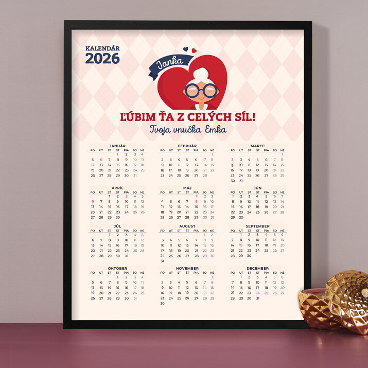 Babka ľúbim Ťa z ce - Kalendár v ráme Babka ľúbim Ťa z ce - Kalendár v ráme