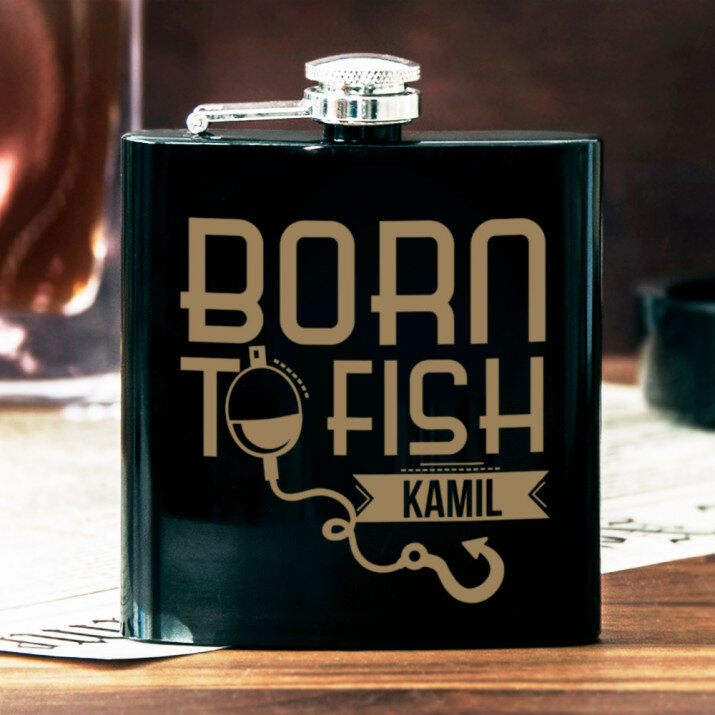 Born to fish - Ploskačka s gravírovaním