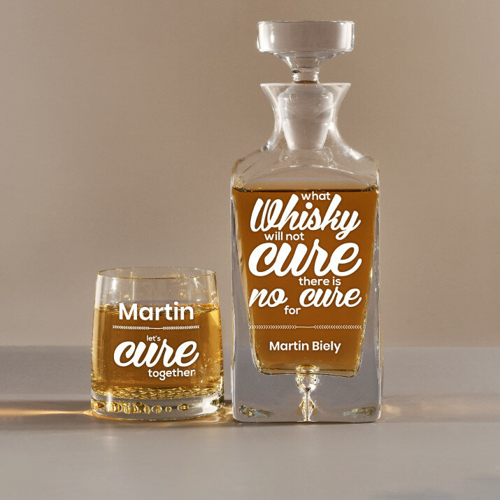 Cure - Sada gravírovanej karafy a pohárov na whisky Cure - Sada gravírovanej karafy a pohárov na whisky