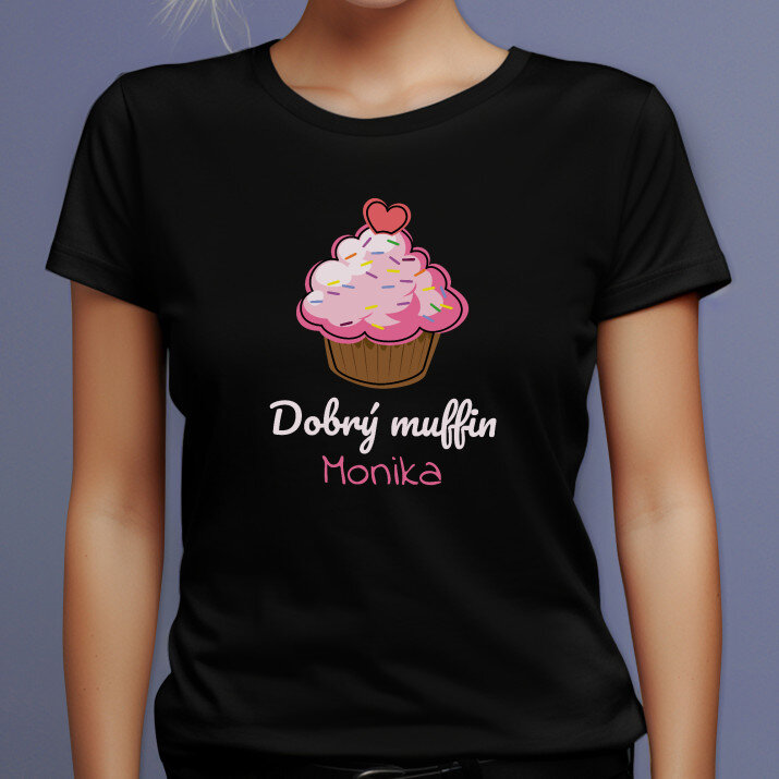Dobrý muffin - Čierne dámske tričko
