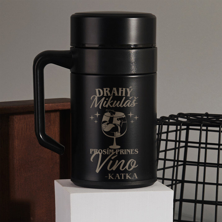 Drahý Mikuláš prines víno - Termohrnček s rukoväťou 400 ml