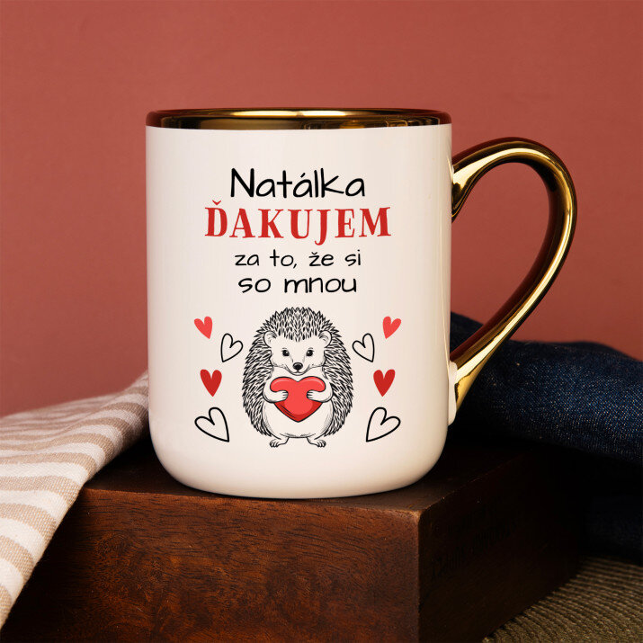 Ďakujem, že si so mnou - Keramický hrnček s farebným okrajom