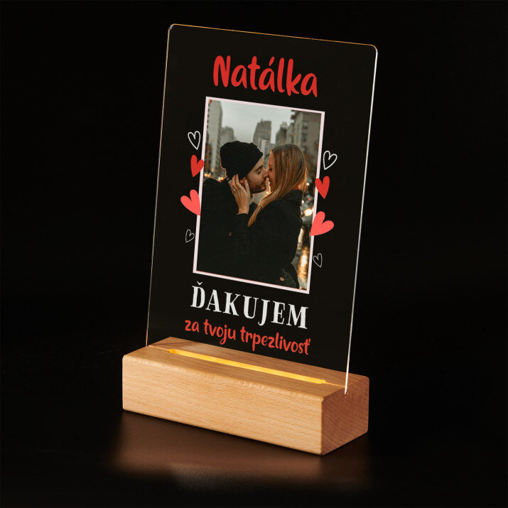 Ďakujem za tvoju trpezlivosť - Tlač na akrylové sklo (LED stojan)