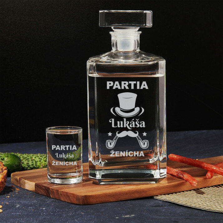 Partia ženícha - Sada karafa a poháriky na vodku
