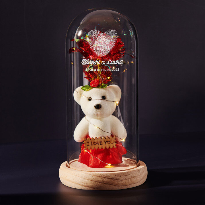 Fingerprints - večná ruža s medvedíkom