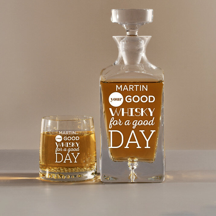 Good Day - Sada gravírovanej karafy a pohárov na whisky