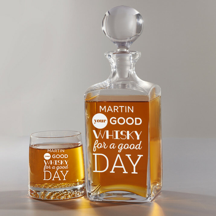 Good Day - Sada gravírovanej karafy a pohárov na whisky