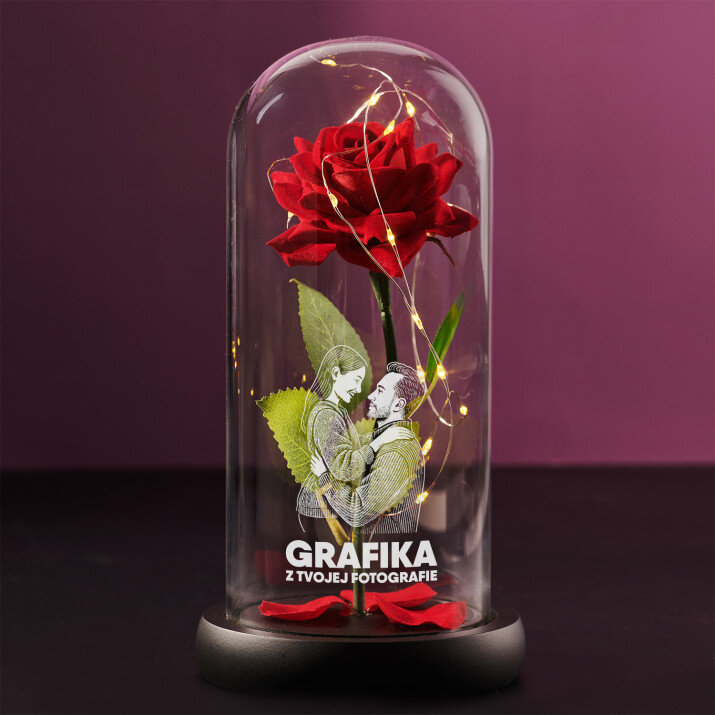 Grafika z Tvojej fotografie - Večná ruža v skle