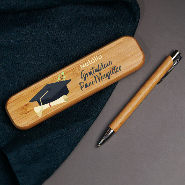 Gratulácie pani magister - Pero v drevenom puzdre
