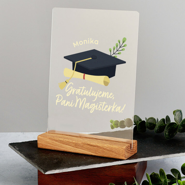 Gratulujeme pani magisterka - Tlač na akrylové sklo so stojanom
