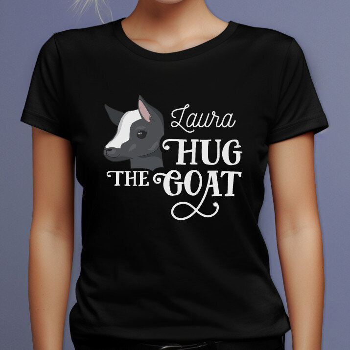 Hug the goat - Čierne dámske tričko