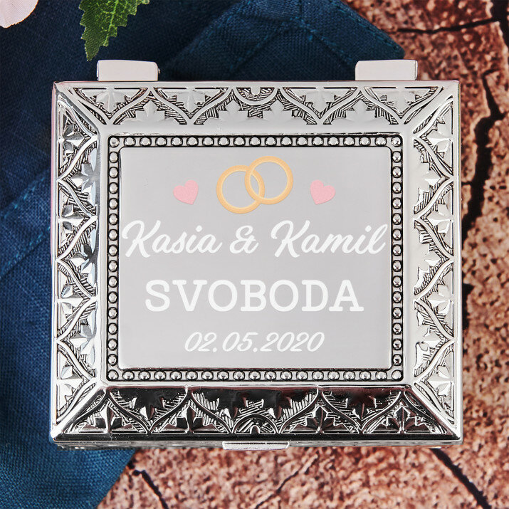 Meno + datum - Postříbřená šperkovnica
