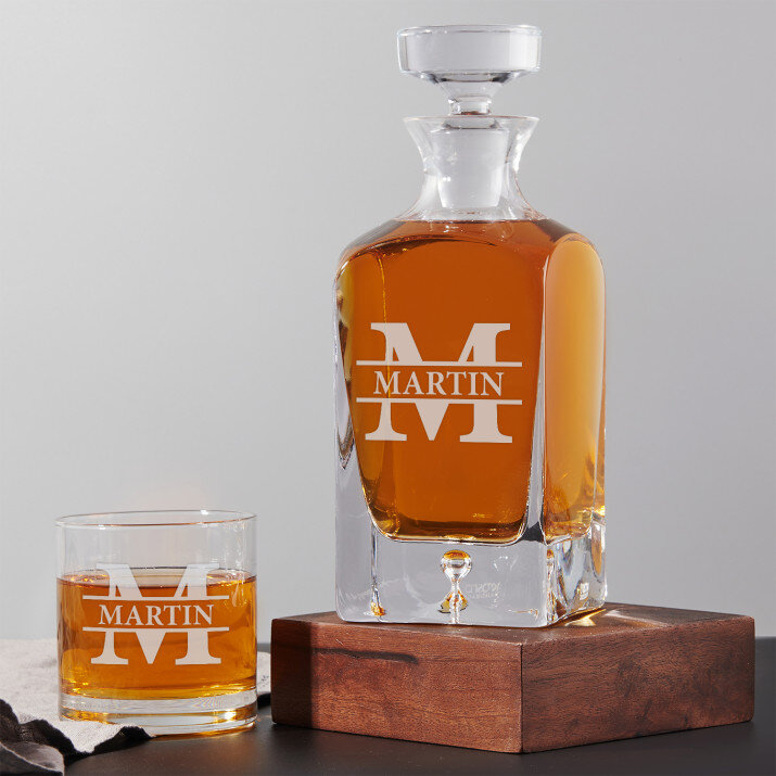 Iniciála s menom - Sada gravírovanej karafy a pohárov na whisky