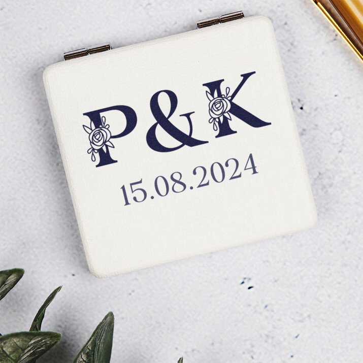 Iniciály pre pár kvety - Vreckové zrkadielko