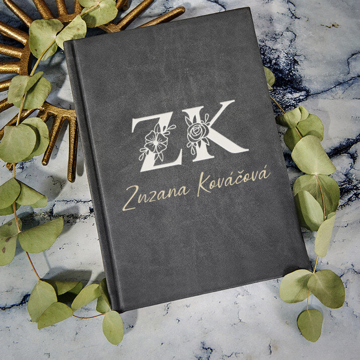 Iniciály meno priezvisko floral - Notes a5 s potiskem