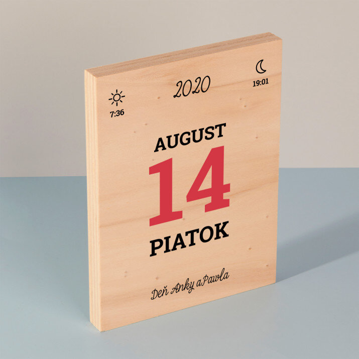 Stránka z kalendára - Tlač na drevo