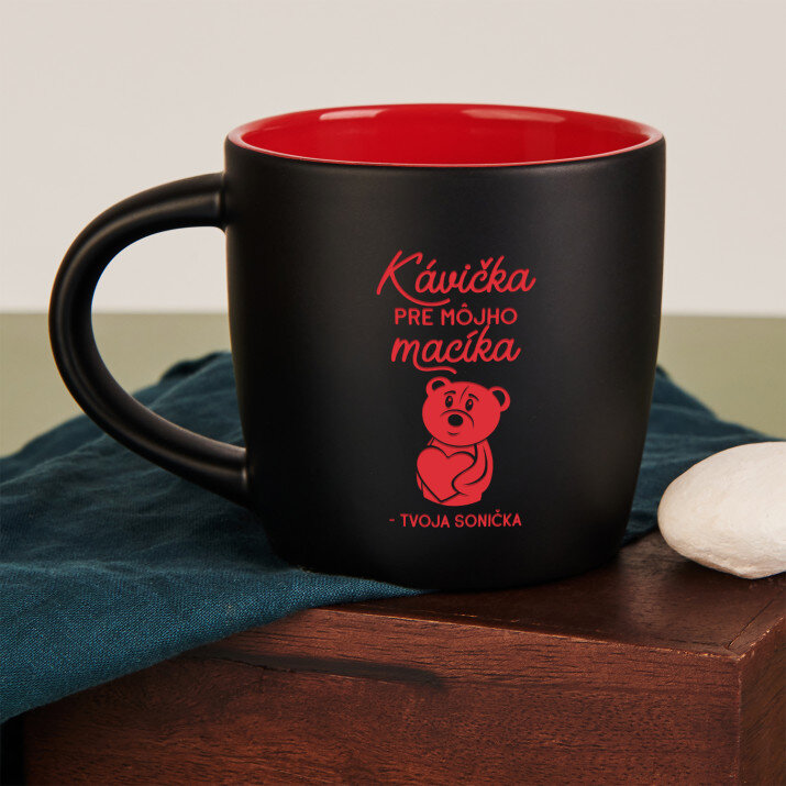 Kávička pre môjho macíka - čierny keramický hrnček