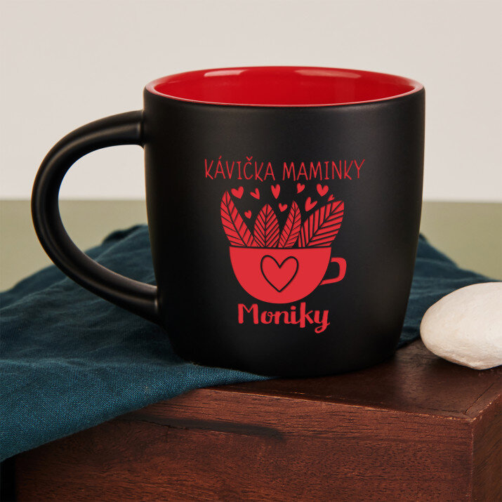 Kávička maminky - čierny keramický hrnček Kávička maminky - čierny keramický hrnček