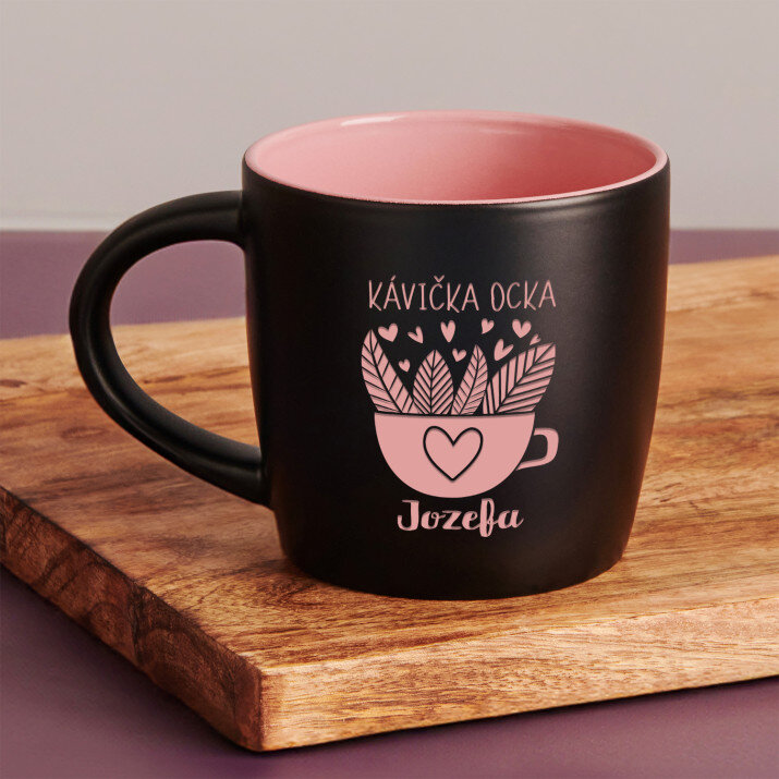 Kávička ocka - čierny keramický hrnček