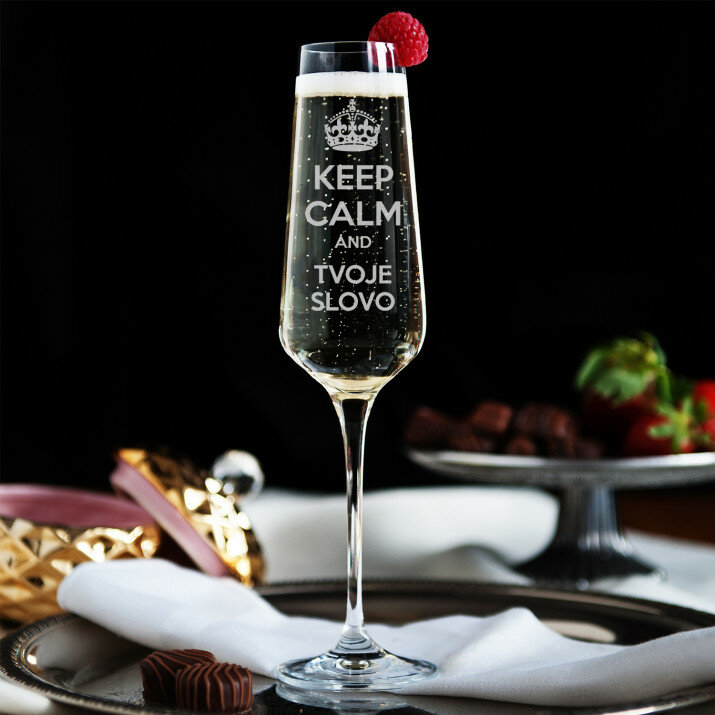 Keep calm - Gravírované poháre na šampanské