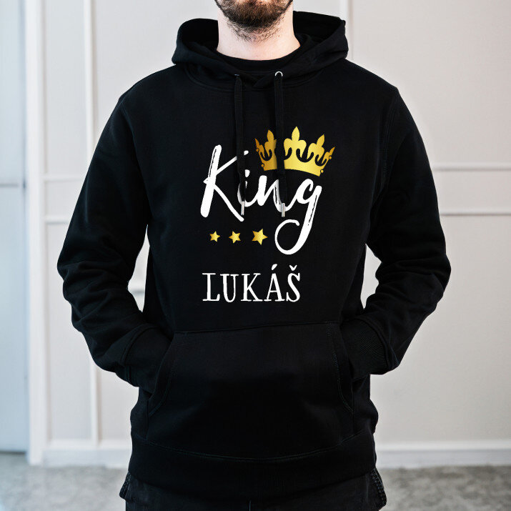 King - Čierna pánska mikina s kapucňou