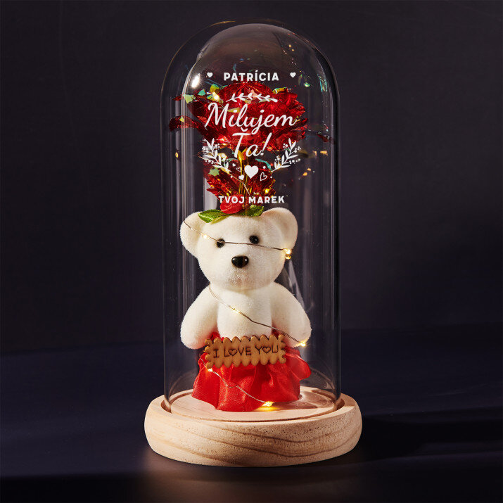 Milujem ťa 2 - večná ruža s medvedíkom