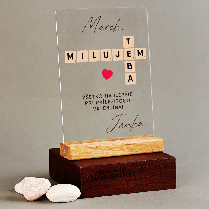 milujem ťa scrabble - Tlač na akrylové sklo so stojanom