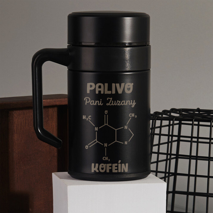 Kofeín chémia - Termohrnček s rukoväťou 400 ml