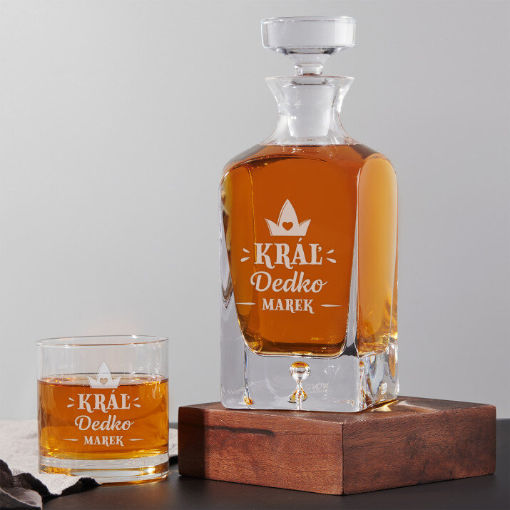 Kráľ dedko - Sada gravírovanej karafy a pohárov na whisky