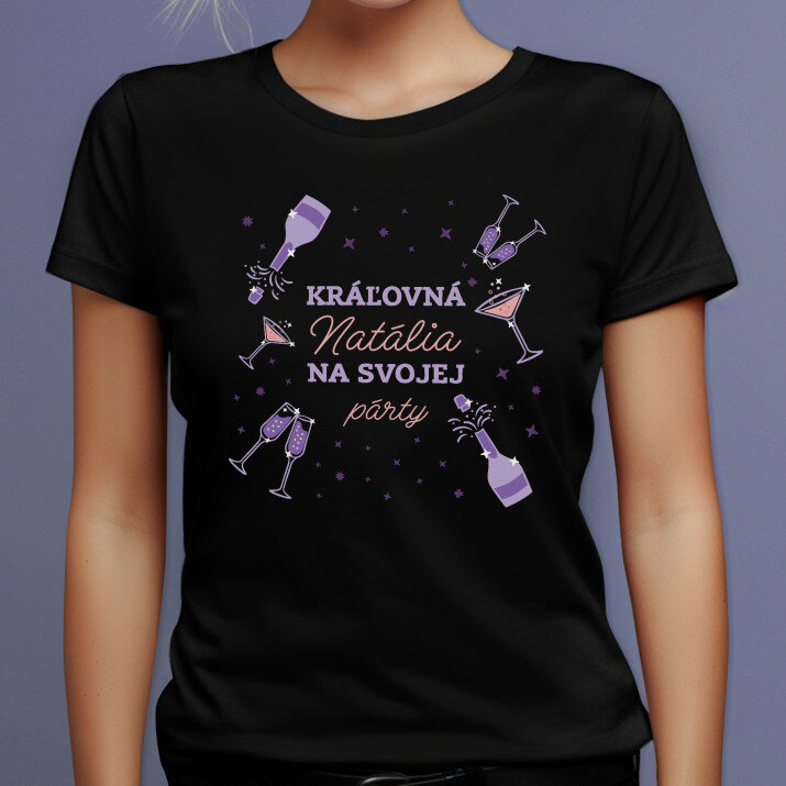Kráľovná na párty - Čierne dámske tričko
