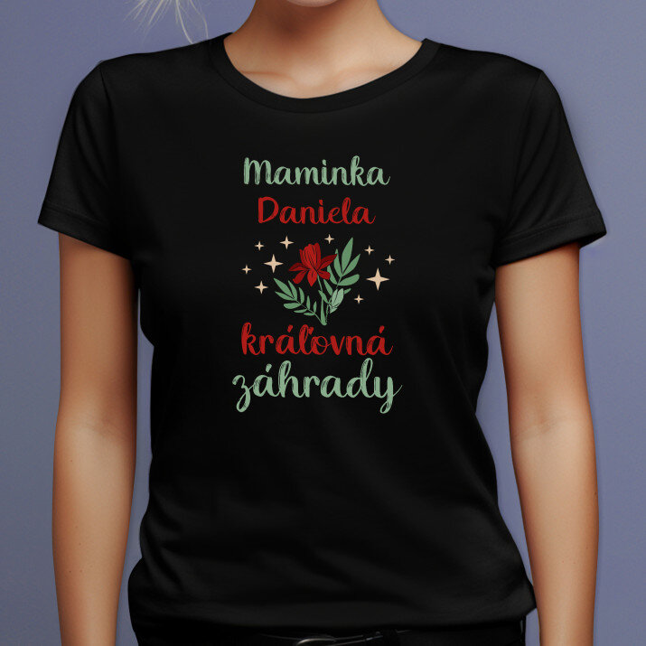 Kráľovná záhrady - Čierne dámske tričko