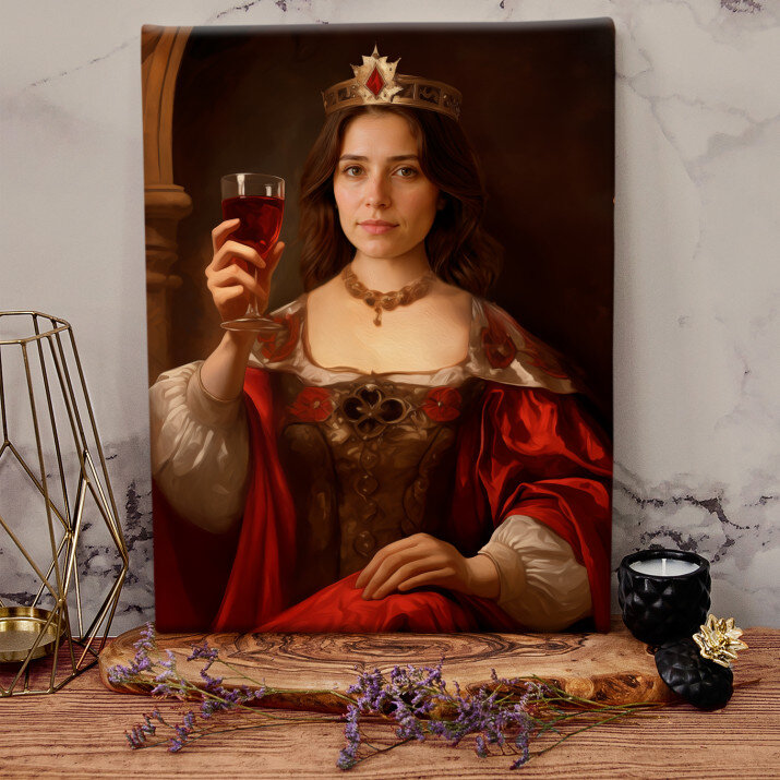 Kráľovná s vínom - Kráľovský portrét Kráľovná s vínom - Kráľovský portrét