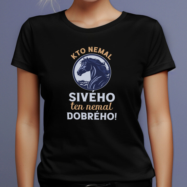 Kto nemal koňa - Čierne dámske tričko