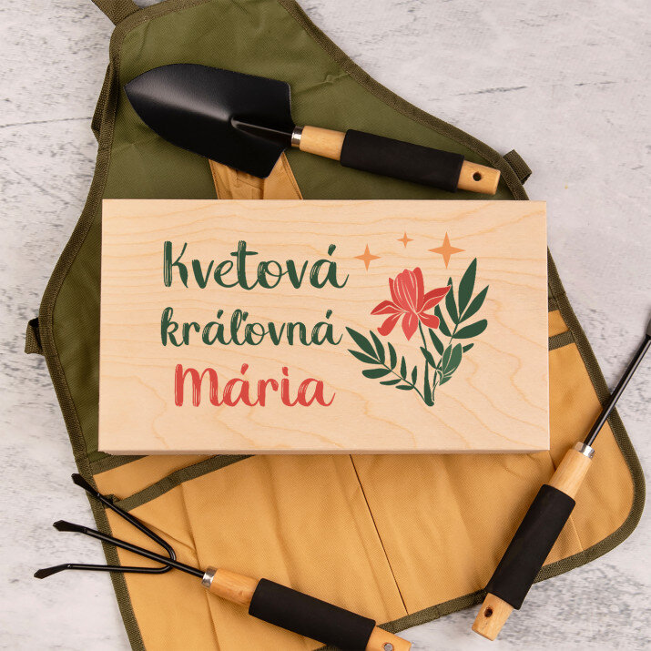 Kvetová kráľovná - Sada záhradného náradia v zástere