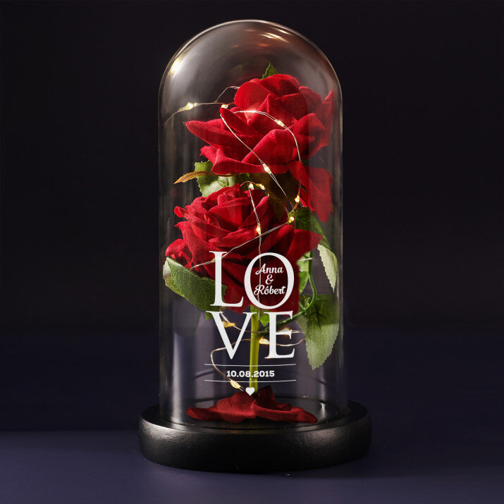 Love - Večná ruža v skle