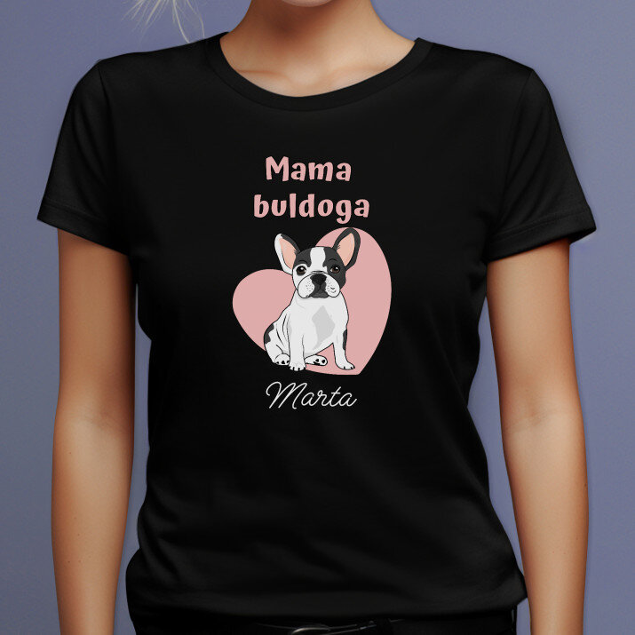 Mama buldoga - Čierne dámske tričko