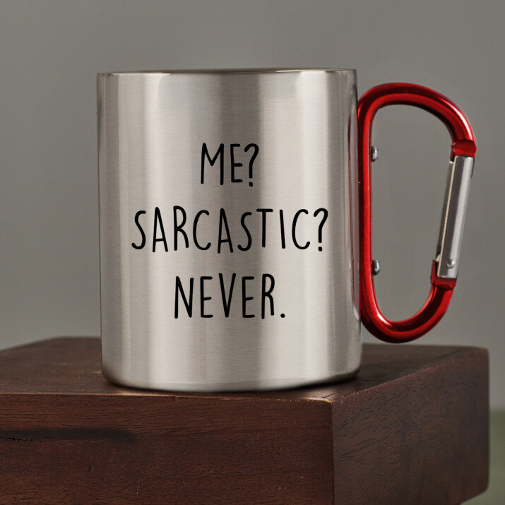 Me sarcastic - kovový hrnček s karabínkou