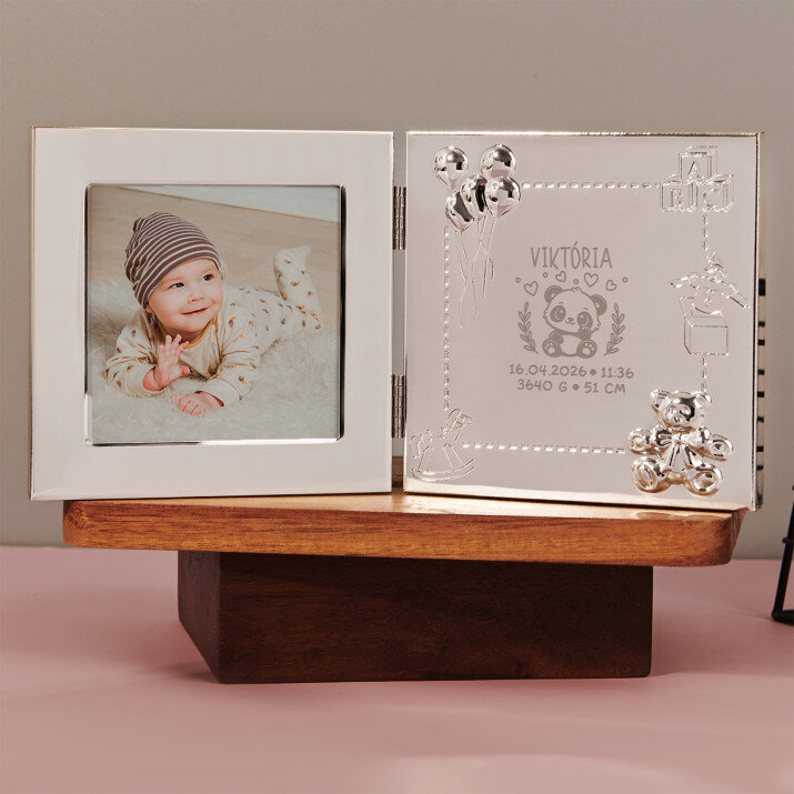 Metrická panda - Postříbřený rámeček na fotografie