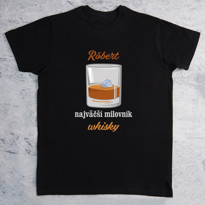 milovník whisky - Pánske čierne tričko