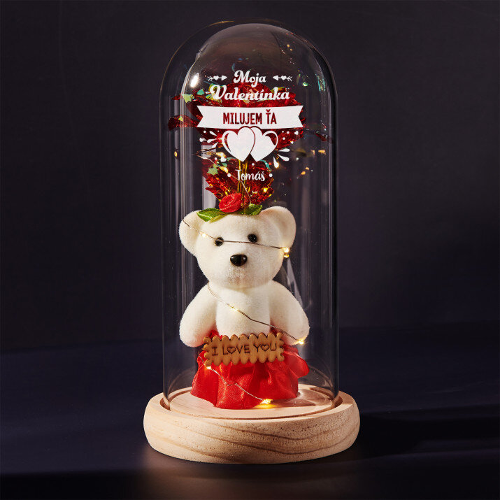 Moja valentínka - večná ruža s medvedíkom