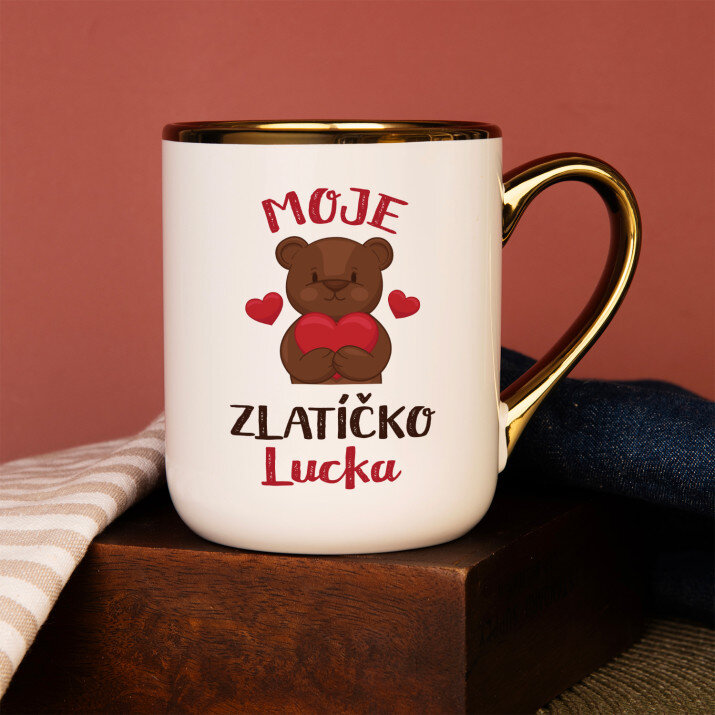 Moje zlatíčko - Keramický hrnček s farebným okrajom