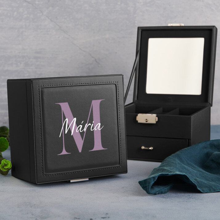 Monogram meno elegant - Čierna krabička so zrkadlom