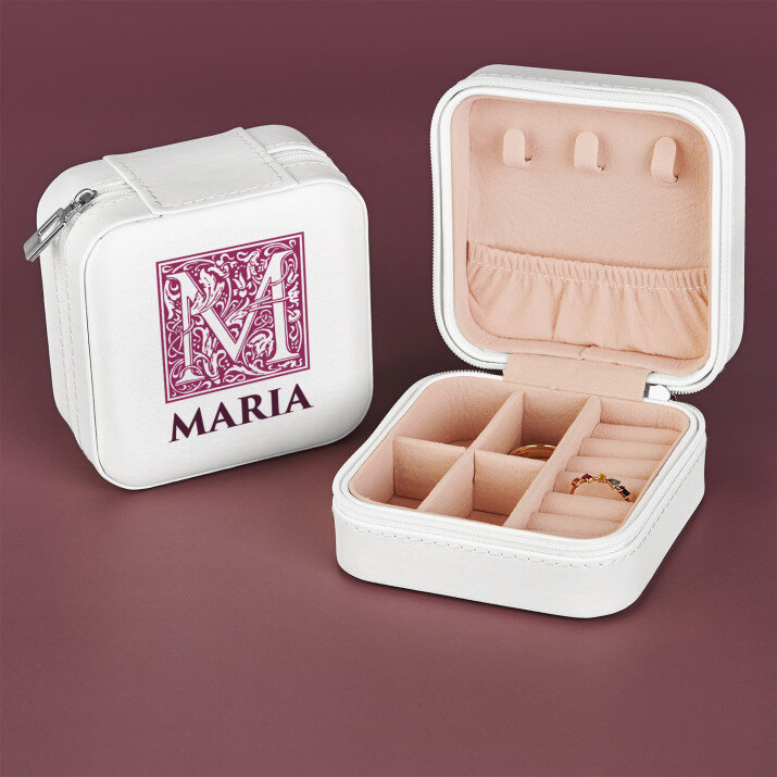 Monogram meno - Cestovná krabička na šperky Monogram meno - Cestovná krabička na šperky