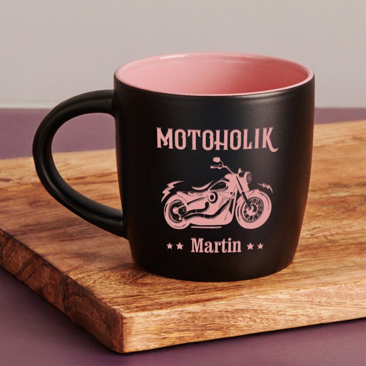 Motoholik - čierny keramický hrnček