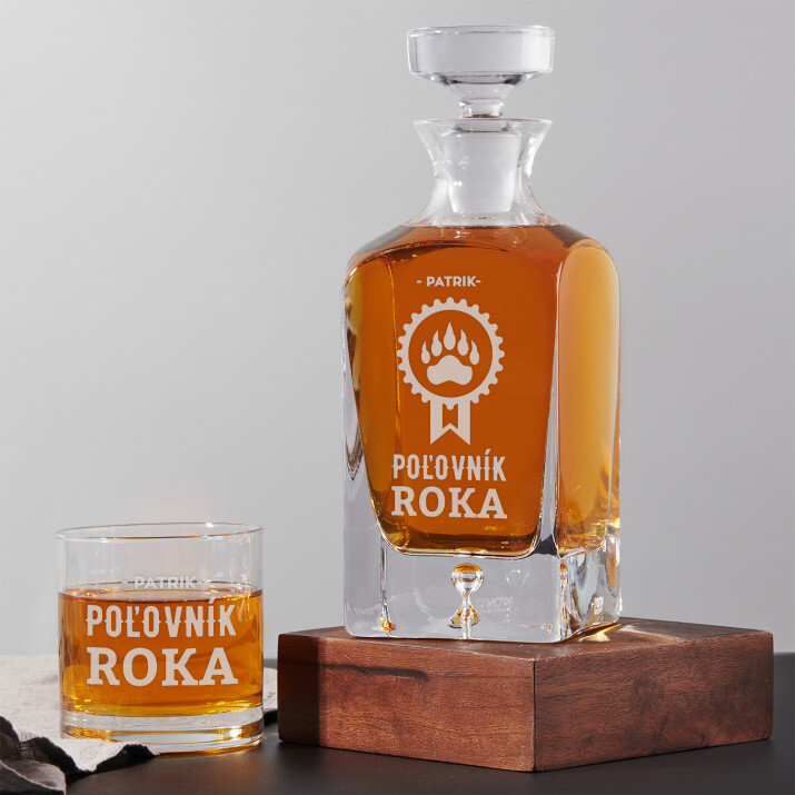 Poľovník roka - Sada gravírovanej karafy a pohárov na whisky